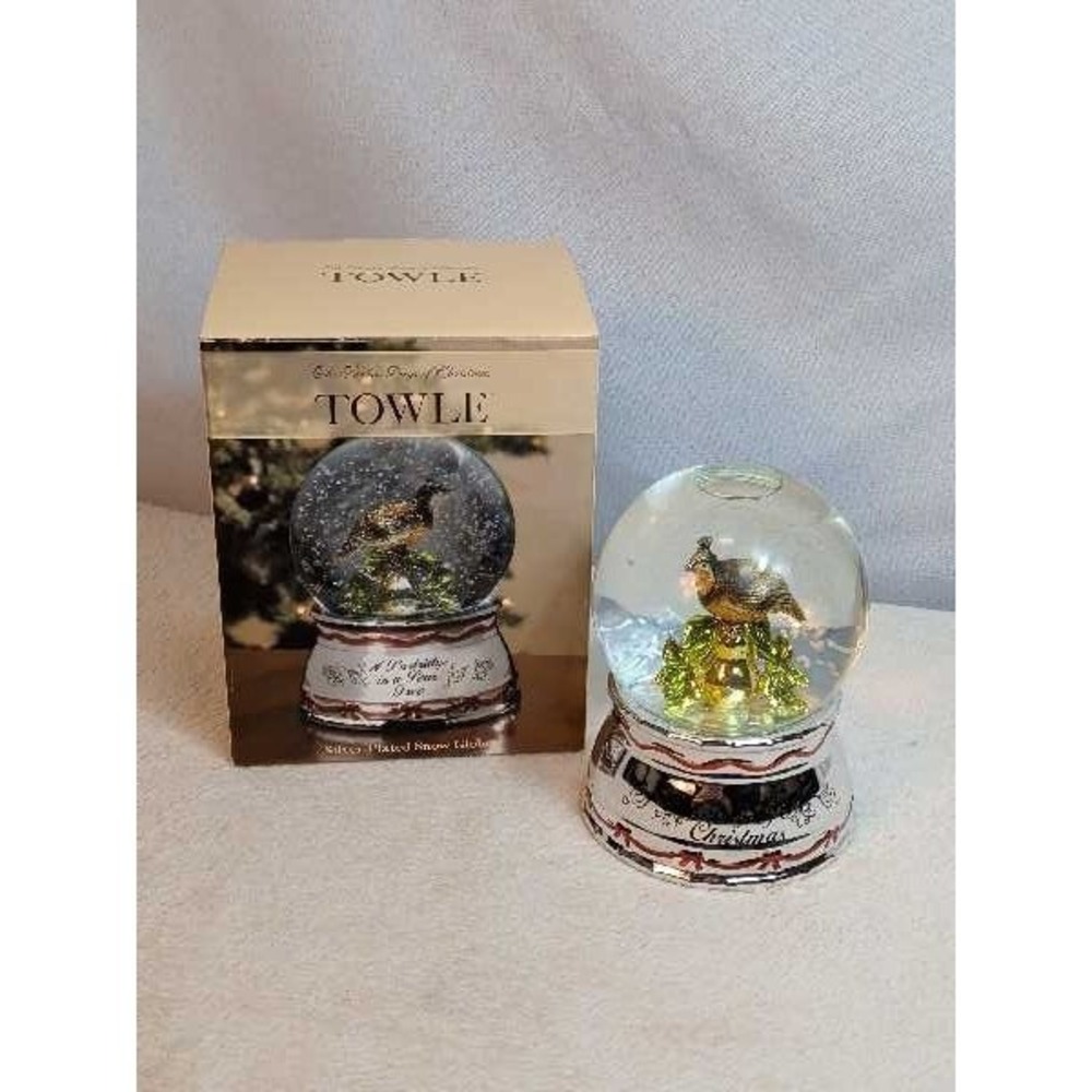 Towle Silver-Plated Partridge‎ Pear Tree 12 Days Christmas Snow Globe
